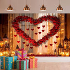 Valentine's Day Backdrop for Photography Red Happy Valentine Party Decorations and Banner for Photoshoot Hearts, alternate
