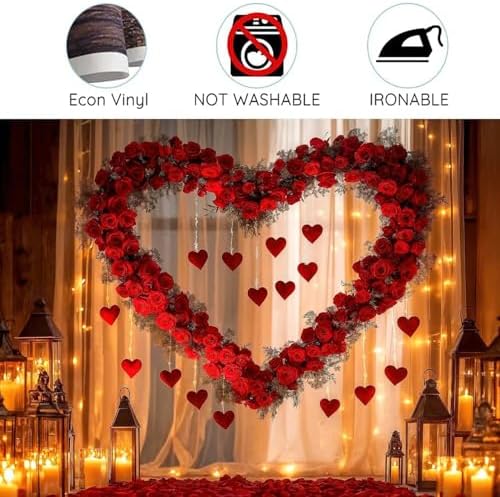 Valentine's Day Backdrop for Photography Red Happy Valentine Party Decorations and Banner for Photoshoot Hearts, alternate