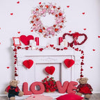 Valentine's Day Wreath for Front Door Valentine Wreath with Pink Eucalyptus Leaves, Pink and red Hearts for, alternate view 2