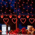 Valentines Day Decor, Red Love Heart String Lights for Bedroom, 12 Hearts 138 LED Fairy Twinkle Lights with