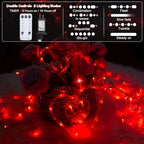 Valentines Day Decor, Red Love Heart String Lights for Bedroom, 12 Hearts 138 LED Fairy Twinkle Lights with, alternate view 4