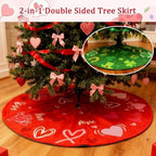 Valentines Day Decorations for Tree Skirt, 36" Love Heart Pattern Tree Skirts for Valentines Day Decor, alternate view 3