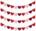 Valentines Day Decorations - Red Felt Heart Garland Hanging String - Ready-to-Use Romantic Valentines Day Decor