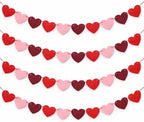 Valentines Day Decorations - Red Felt Heart Garland Hanging String - Ready-to-Use Romantic Valentines Day Decor