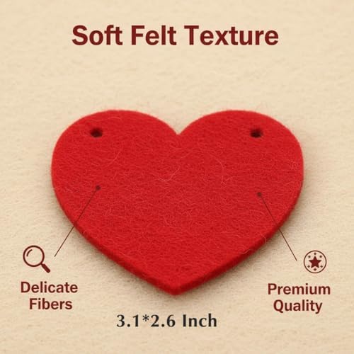 Valentines Day Decorations - Red Felt Heart Garland Hanging String - Ready-to-Use Romantic Valentines Day Decor, alternate