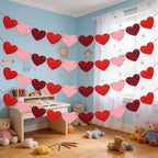 Valentines Day Decorations - Red Felt Heart Garland Hanging String - Ready-to-Use Romantic Valentines Day Decor, alternate