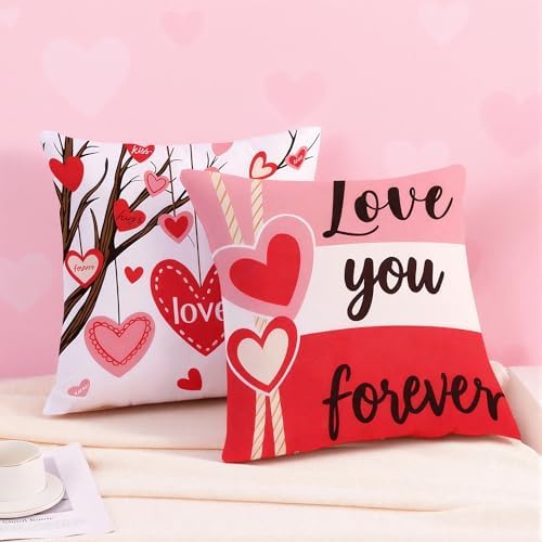 Valentines Day Decorations -Valentine's Pillows Covers 18x18 Inch Heart Throw Pillows - Valentines Decor Party, alternate