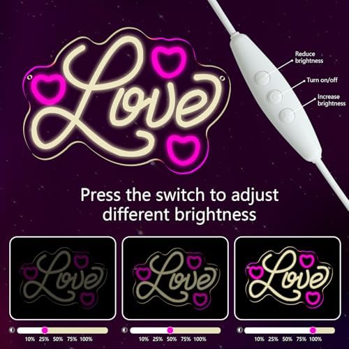 Valentines Day Decorations Valentines Day Gifts for Him Her Kid’s Classroom Heart Neon Sign for Bedroom Bedroom, alternate