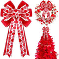 Valentines Day Tree Decorations, Valentine Tree Topper Bow with Red and Pink Heart for Valentines Day Wreath