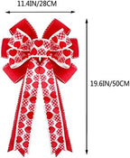 Valentines Day Tree Decorations, Valentine Tree Topper Bow with Red and Pink Heart for Valentines Day Wreath, alternate view