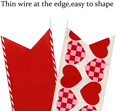 Valentines Day Tree Decorations, Valentine Tree Topper Bow with Red and Pink Heart for Valentines Day Wreath, alternate view