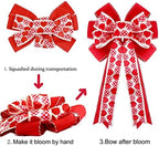 Valentines Day Tree Decorations, Valentine Tree Topper Bow with Red and Pink Heart for Valentines Day Wreath, alternate view