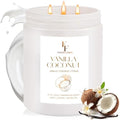Vanilla Coconut Large Scented Candle, 3-Wick 22oz Long Lasting Scented Candle, Natural Soy Wax Aromatherapy