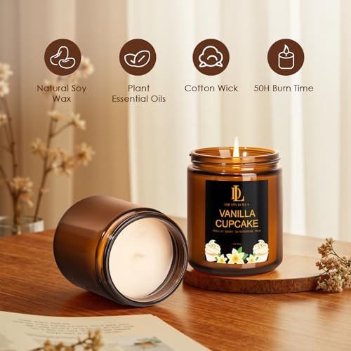 Vanilla Cupcake Candles, Vanilla Cupcake Scented Candle, Mother's Day Candle Gifts for Women, Soy Candles for, alternate view