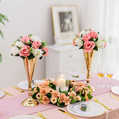 Vase Sets for Wedding Table: 14in Gold Trumpet Shaped, 10 Packs in Gold, alternate view 2