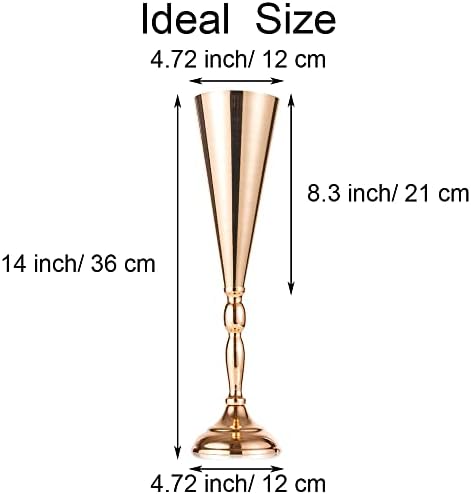 Vase Sets for Wedding Table: 14in Gold Trumpet Shaped, 10 Packs in Gold, alternate view 3