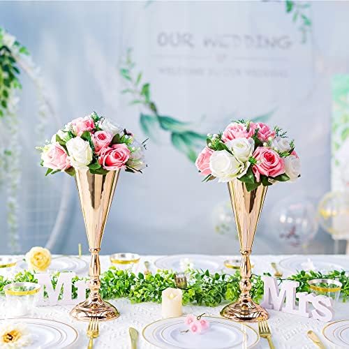 Vase Sets for Wedding Table: 14in Gold Trumpet Shaped, 10 Packs in Gold, alternate view 5