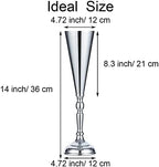 Vase Sets for Wedding Table: 14in Silver Trumpet Shaped, 10 Pcs in Silver, alternate view 3