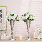 Vase Sets for Wedding Table: 14in Silver Trumpet Shaped, 10 Pcs in Silver, alternate view 5