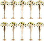 Vase Sets for Wedding Table: 16.5in Gold Trumpet Shaped, 10Pcs in Gold