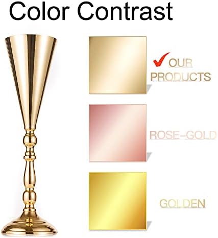 Vase Sets for Wedding Table: 16.5in Gold Trumpet Shaped, 10Pcs in Gold, alternate view 6