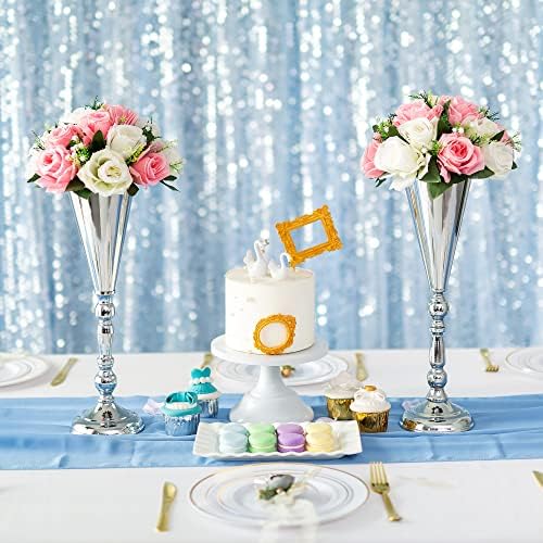Vase Sets for Wedding Table: 16.5in Silver Trumpet Shaped, 10Pcs in Silver, alternate view 2