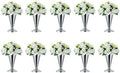 Vase Sets for Wedding Table: 9.8in Silver Trumpet Shaped, 10 Pcs in Silver