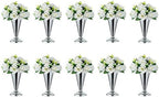 Vase Sets for Wedding Table: 9.8in Silver Trumpet Shaped, 10 Pcs in Silver