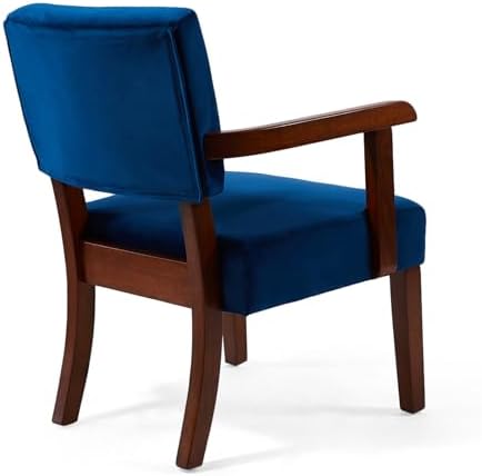 Velvet Accent Chair, Mid-Century Armchair with Solid Wood Frame in One Chair in Velvet Blue, alternate view 6