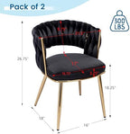 Velvet Dining Chairs Set of 4, Woven Chairs with Metal Legs, Black in Black, alternate view 3