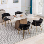 Velvet Dining Chairs Set of 4, Woven Chairs with Metal Legs, Black in Black, alternate view 4