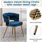 Velvet Dining Chairs Set of 6, Woven Chairs with Metal Legs, Blue in Blue, alternate view 5