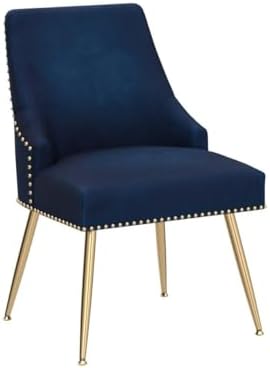 Velvet Dining Room Chairs Set of 2 Nailhead Back with Gold Legs, Blue in Blue, alternate view 5