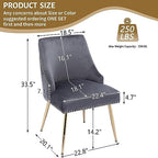 Velvet Dining Room Chairs Set of 4 Nailhead Back with Gold Legs, Gray in Gray, alternate view 3