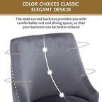 Velvet Dining Room Chairs Set of 4 Nailhead Back with Gold Legs, Gray in Gray, alternate view 7