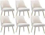 Velvet Dining Room Chairs Set of 6 Nailhead Back with Gold Legs, Beige in Beige