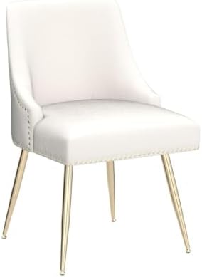 Velvet Dining Room Chairs Set of 6 Nailhead Back with Gold Legs, Beige in Beige, alternate view 5