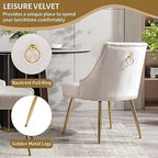 Velvet Dining Room Chairs Set of 6 Nailhead Back with Gold Legs, Beige in Beige, alternate view 6