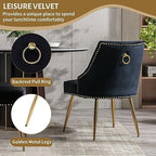 Velvet Dining Room Chairs Set of 6 Nailhead Back with Gold Legs, Black in Black, alternate view 5