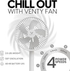 VENTY Portable Fan - Wireless Battery Operated Fan - 4 Speeds - LED Lighting - Carry Case & Remote Control, alternate view 3