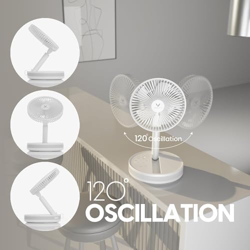 VENTY Portable Fan - Wireless Battery Operated Fan - 4 Speeds - LED Lighting - Carry Case & Remote Control, alternate view 6