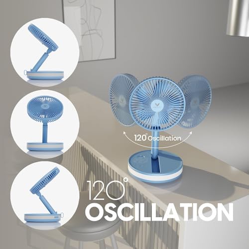 VENTY Portable Fan - Wireless Battery Operated Fan - 4 Speeds - LED Lighting - Carry Case & Remote Control, alternate view 6
