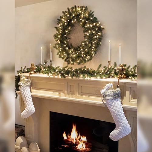 Vermont White Spruce Christmas Wreath - 26" Majestic East Coast Front Door Wreath with True Needle Foliage &, alternate view