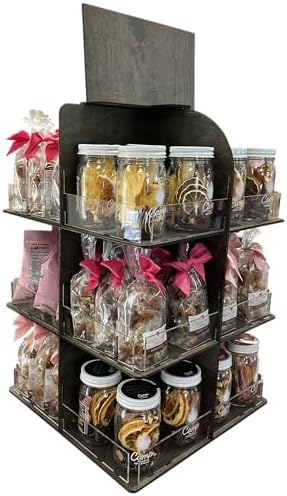 Versatile 4-Sided Rotating Display Stand for Candy, Snacks, Jams, Produce and More - Ideal for Craft Shows