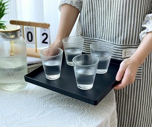 Versatile Black Square Tray - 11 Inch Hard Plastic Decorative Tray in 10.2"L x 5.5"W x 1.1"H in Black, alternate view 2