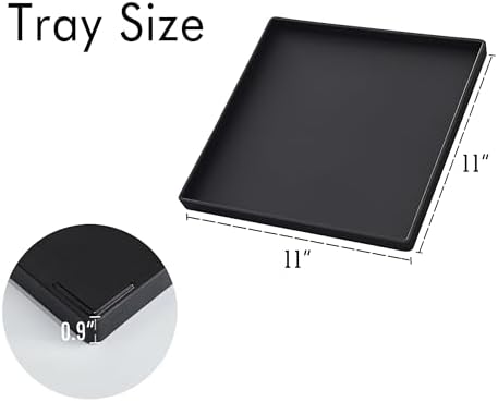 Versatile Black Square Tray - 11 Inch Hard Plastic Decorative Tray in 10.2"L x 5.5"W x 1.1"H in Black, alternate view 3