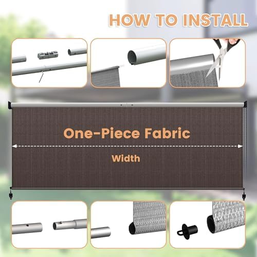 VICLLAX Outdoor Roller Shade (10' W×8' L), Patio Corded Roller Blinds, Exterior Roll Up Shade with Spliced, alternate view 5