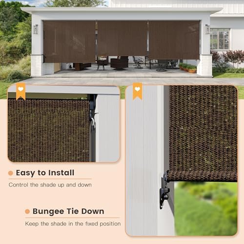 VICLLAX Outdoor Roller Shade (10' W×8' L), Patio Cordless Roller Blinds, Exterior Roll Up Shade with Spliced, alternate view