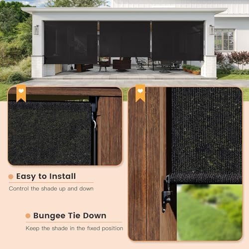 VICLLAX Outdoor Roller Shade (11' W×8' L), Patio Cordless Roller Blinds, Exterior Roll Up Shade with Spliced, alternate view