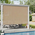 VICLLAX Outdoor Roller Shade (5' W×6' L), Patio Corded Roller Blinds, Exterior Roll Up Shade with Spliced Design
